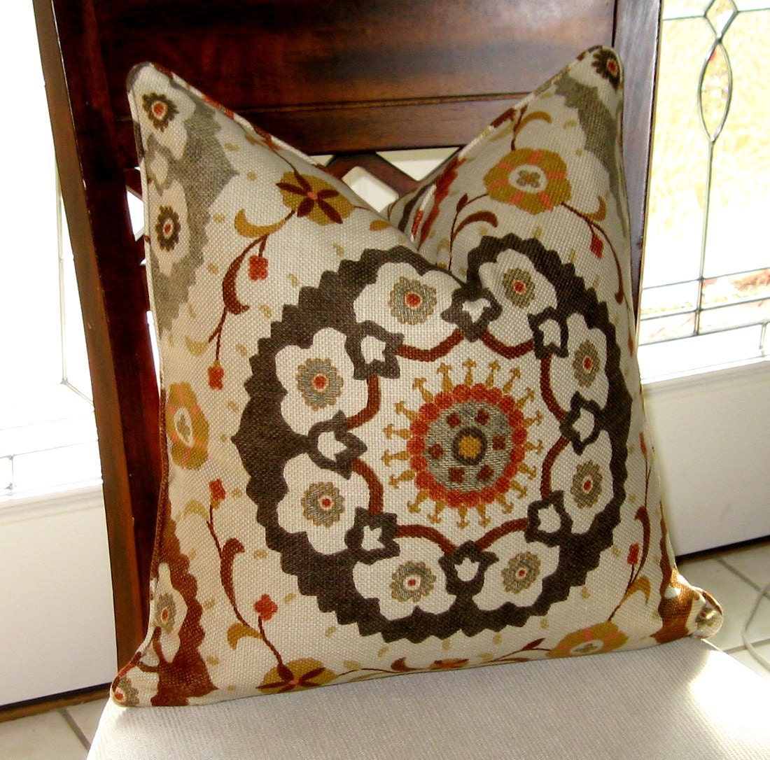 Designer Decorative Pillow Cover Richloom Suzani Cotton Basket