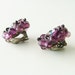 Beaded 50s purple earrings clip on / Mid Century glass beaded