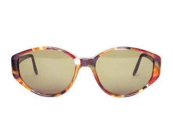 vintage oval sunglasses with orange / pink / purple marbled pattern - luxury gift for women - glenda cardinal