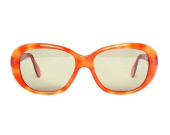orange vintage sunglasses - large hippie boho style sun glasses - girl oversized 80s new deadstock womens sunglasses - flower