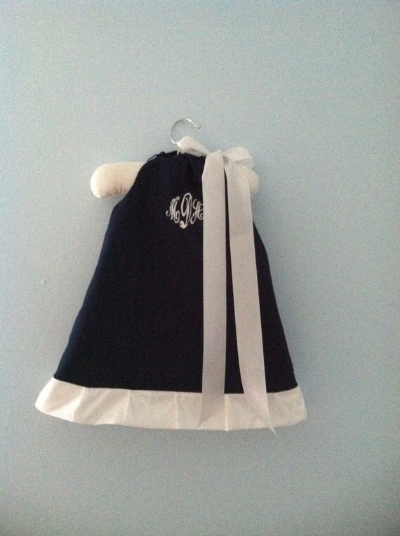 Items similar to Navy Pillowcase Dress, Monogrammed Pillowcase Dress