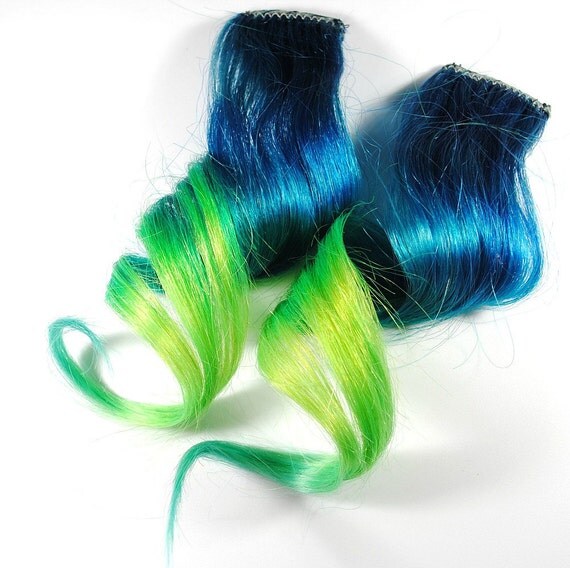 Spring Tide / Human Hair Extension / Blue Teal by MissVioletLace