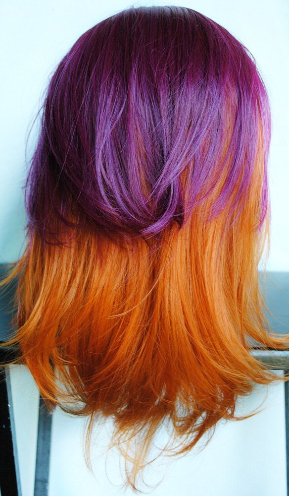 SUNNY BELLE wig // Purple Auburn Orange // Long Straight Wave