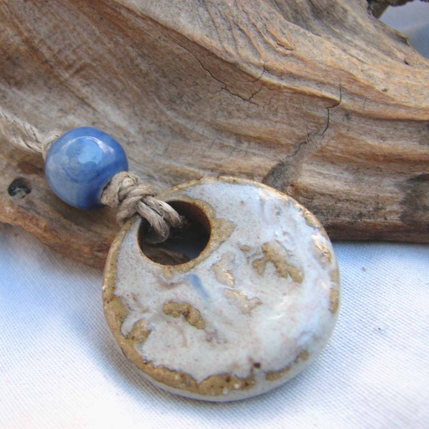 pottery pendant necklace by themoonbeam on Etsy