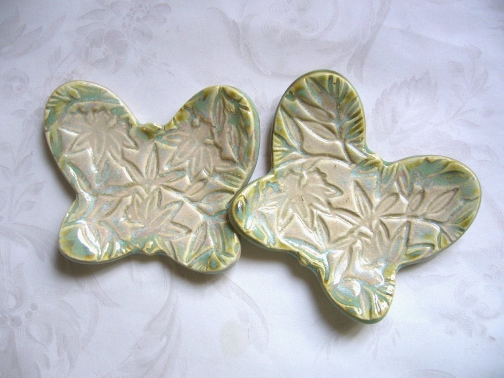 Fly Away Butterfly Ceramic Tea Bag Holder Set by JulesCeramics