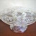 SALE Vintage Pressed Glass Starburst Pedestal Cake Stand, 1940s