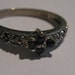 Vintage Antiqued 925 Silver Ring with Sapphire Gemstones in Flower Setting Ladies Size 6 1/2