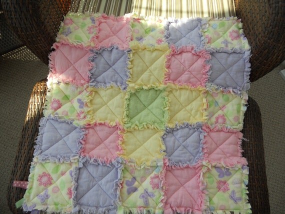 Baby Rag Quilt Security Blanket Lovey Multi colors