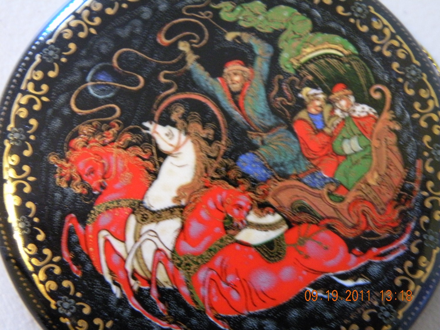  Sale  Russian  Christmas  Ornament The Magic Troika by Palekh