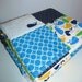 Large Patchwork Baby Blanket / Quilt - Whale Themed, Navy, Green, White, Chenille and Flannel