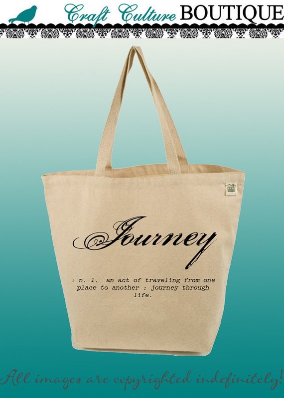 Canvas Tote Bag-Large Carry All Cotton Tote- Journey-Definition-Word ...