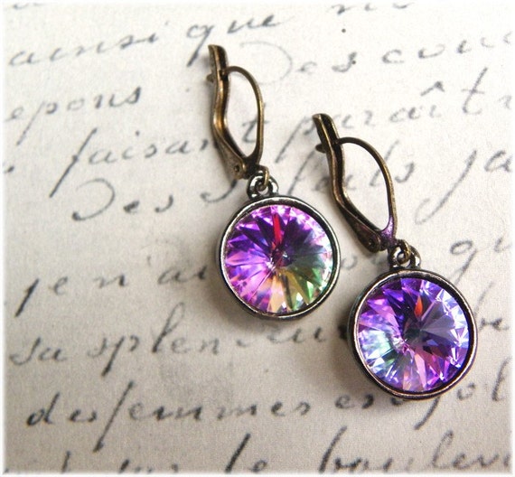 Items similar to Earrings Morning stars Vintage style, Swarovski