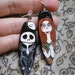 Handpainted Eye Catching Earrings 'Nightmare Before Xmas. Jack 'n Sally' - MADE TO ORDER