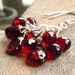Red Garnet Earrings Sterling Silver Dangling Cluster Earrings Long & Romantic