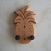 Unique ukulele wall mount hanger, hand carved pineapple, pecan stain