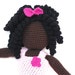 Crochet Faceless African American Doll Amigurumi with Pink Crochet Dress
