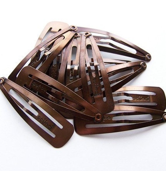 Items similar to 30 Brown SCUNCI Snap Hair Clips on Etsy