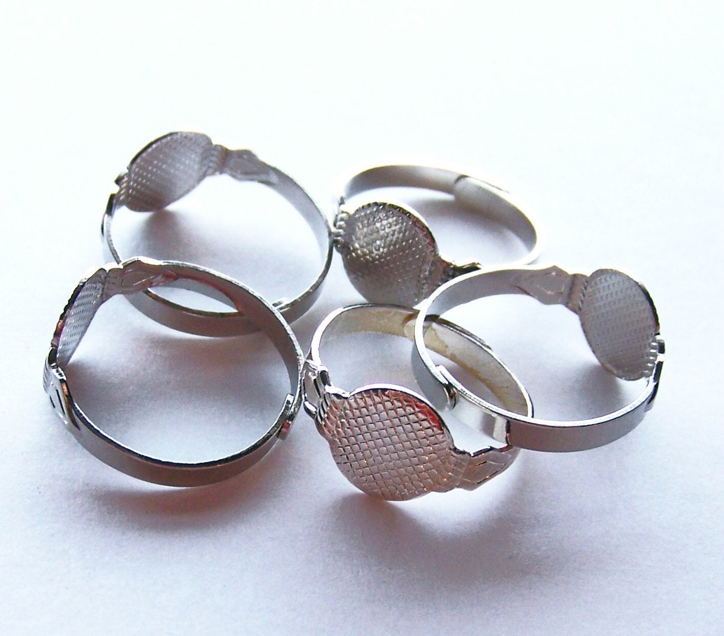 100 Adjustable Ring Blanks Silver