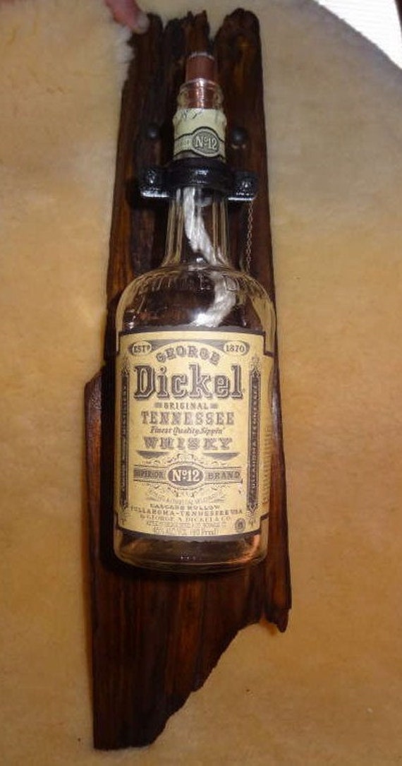 Recycled George Dickel Whiskey Bottle Oil Lamp w/ snuffer