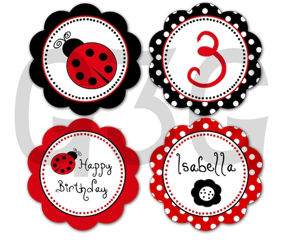 items similar to diy printable ladybug cupcake toppers or tags on etsy