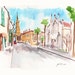 Churches in Charleston, print from an original watercolor