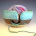 SALE////Turquoise Yarn Bowl, 5.5" WIDE 2.75" TALL