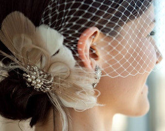 Fascinator, Wedding Head Piece, Bridal Hair Clip, Bridal Headpiece, Great Gatsby Headpiece, Wedding Hair Clip, Wedding Veil