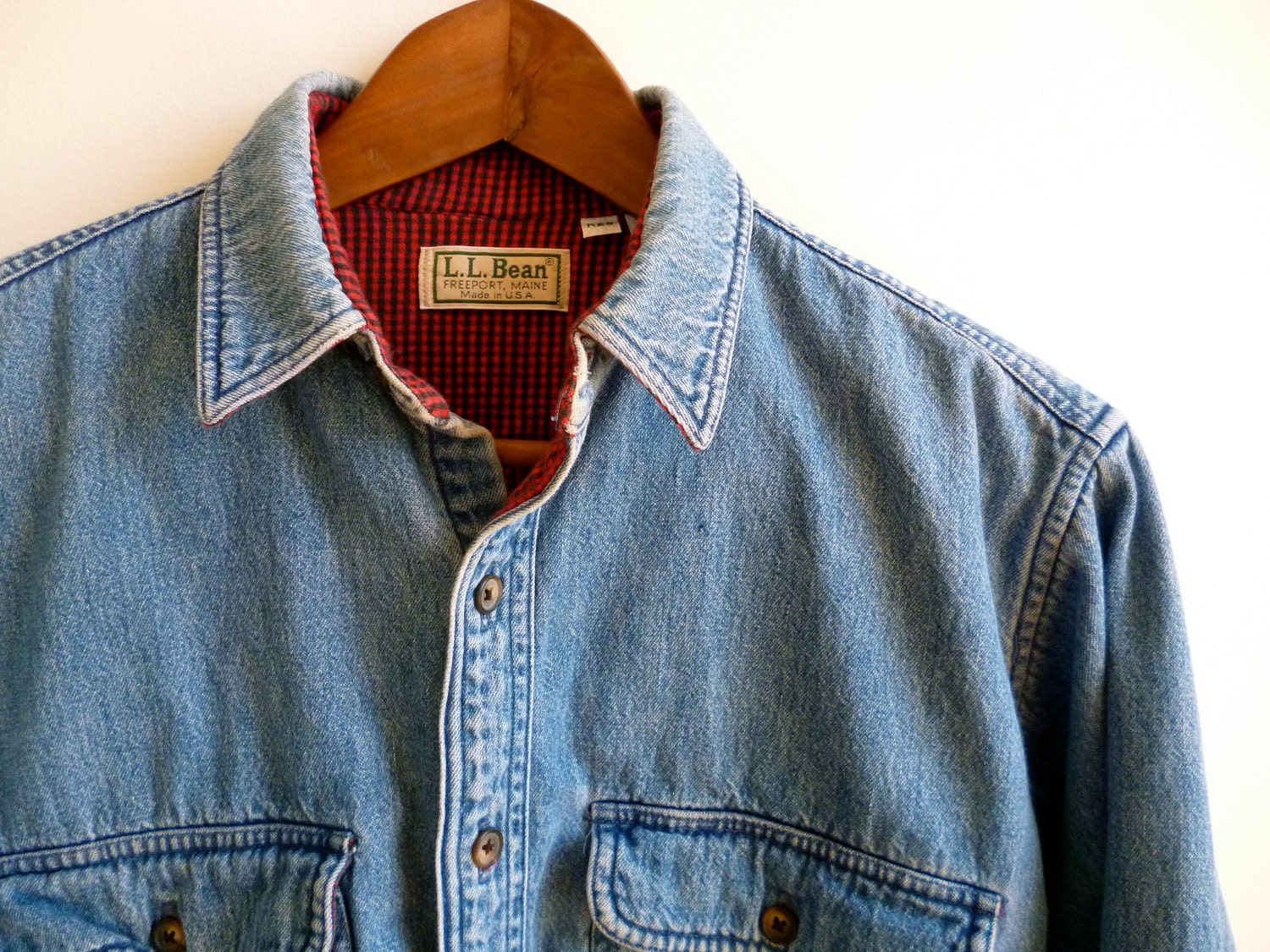 Vintage L.L. Bean Flannel Lined Denim Shirt Mens S