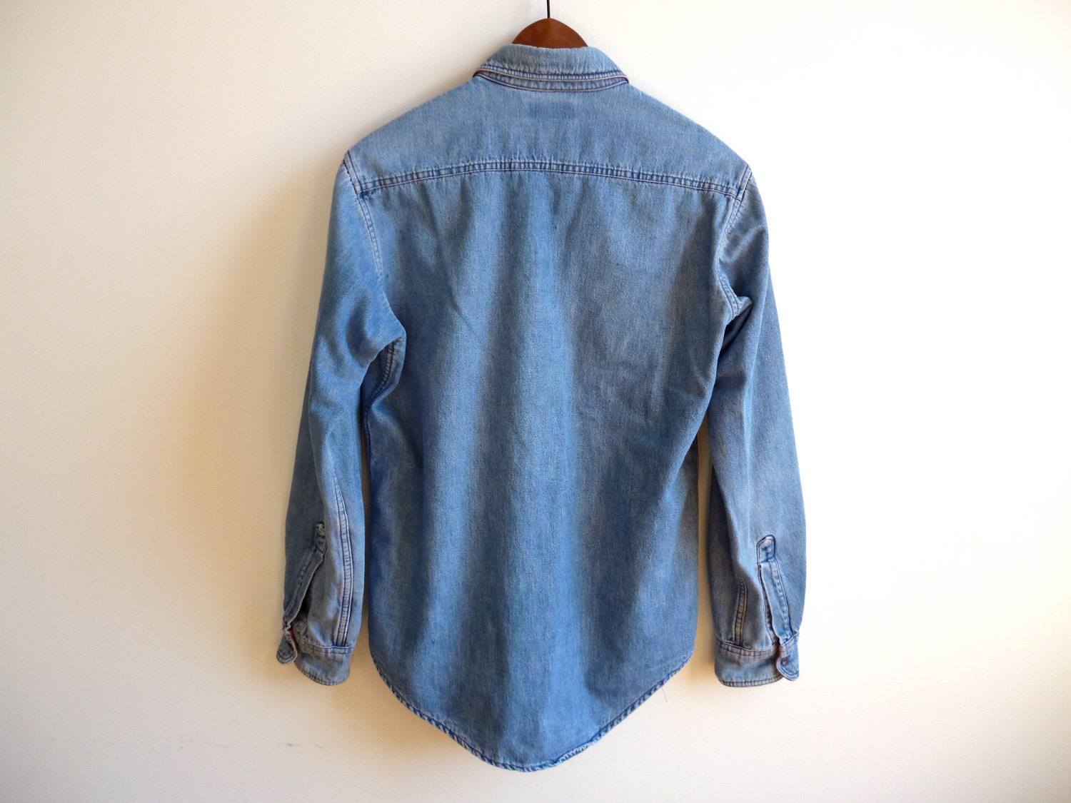 Vintage L L Bean Flannel Lined Denim Shirt Mens S