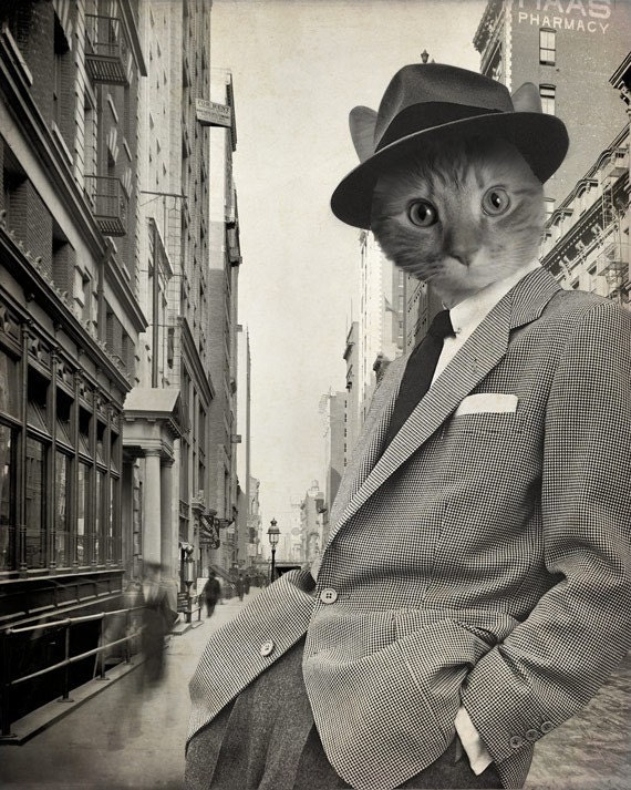 Cat in Suit Animal in Suit Art Print 8x10 Art Print