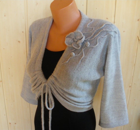 Light gray bolero jacket by Rommyknit on Etsy