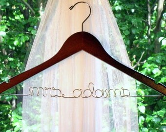 Custom Wedding Hanger, Dark Walnut Wood - Suspended Moments