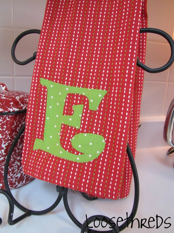Adorable Red and White Kitchen Towel with Personalized