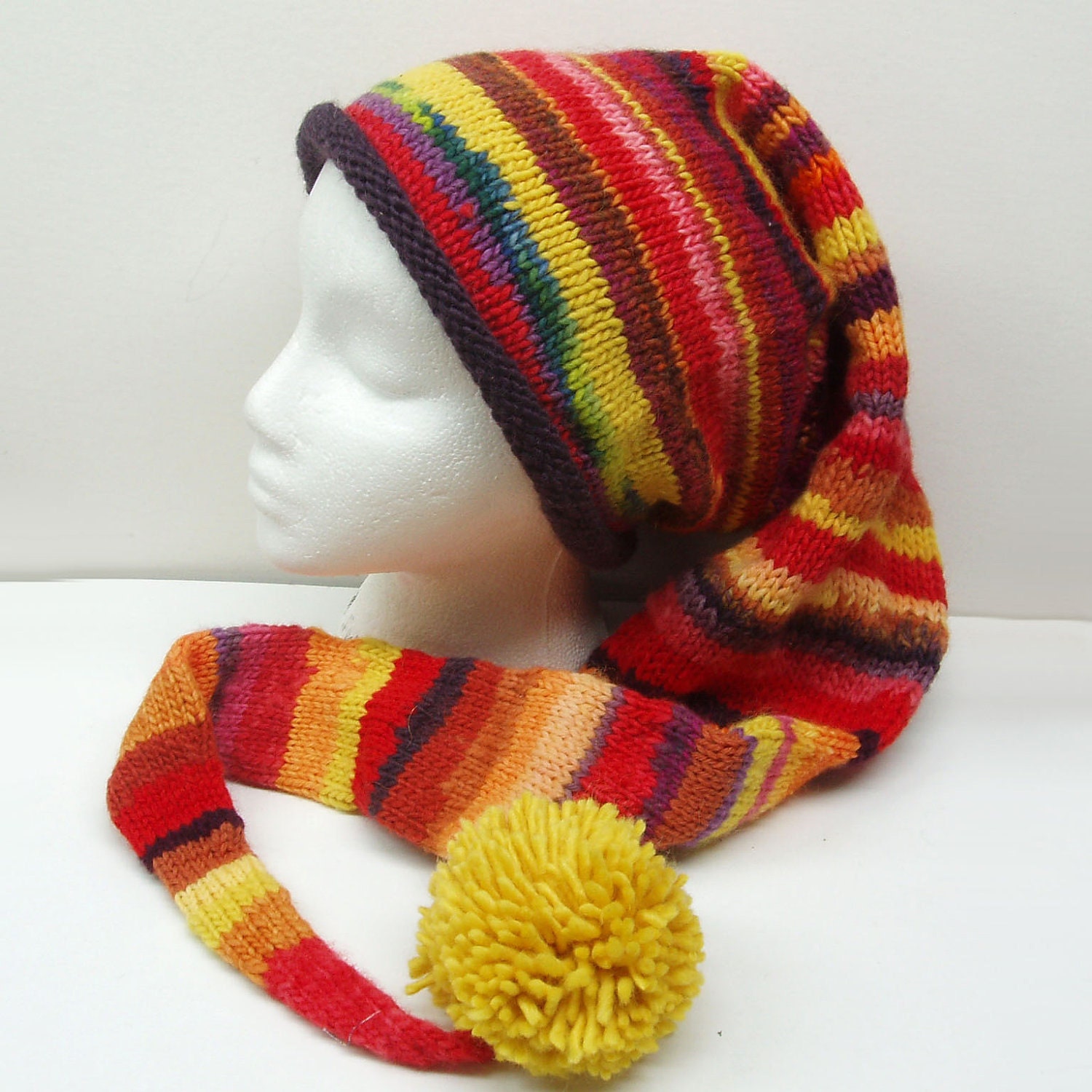 Insanely long stocking hat with pompom adults and by artfullone