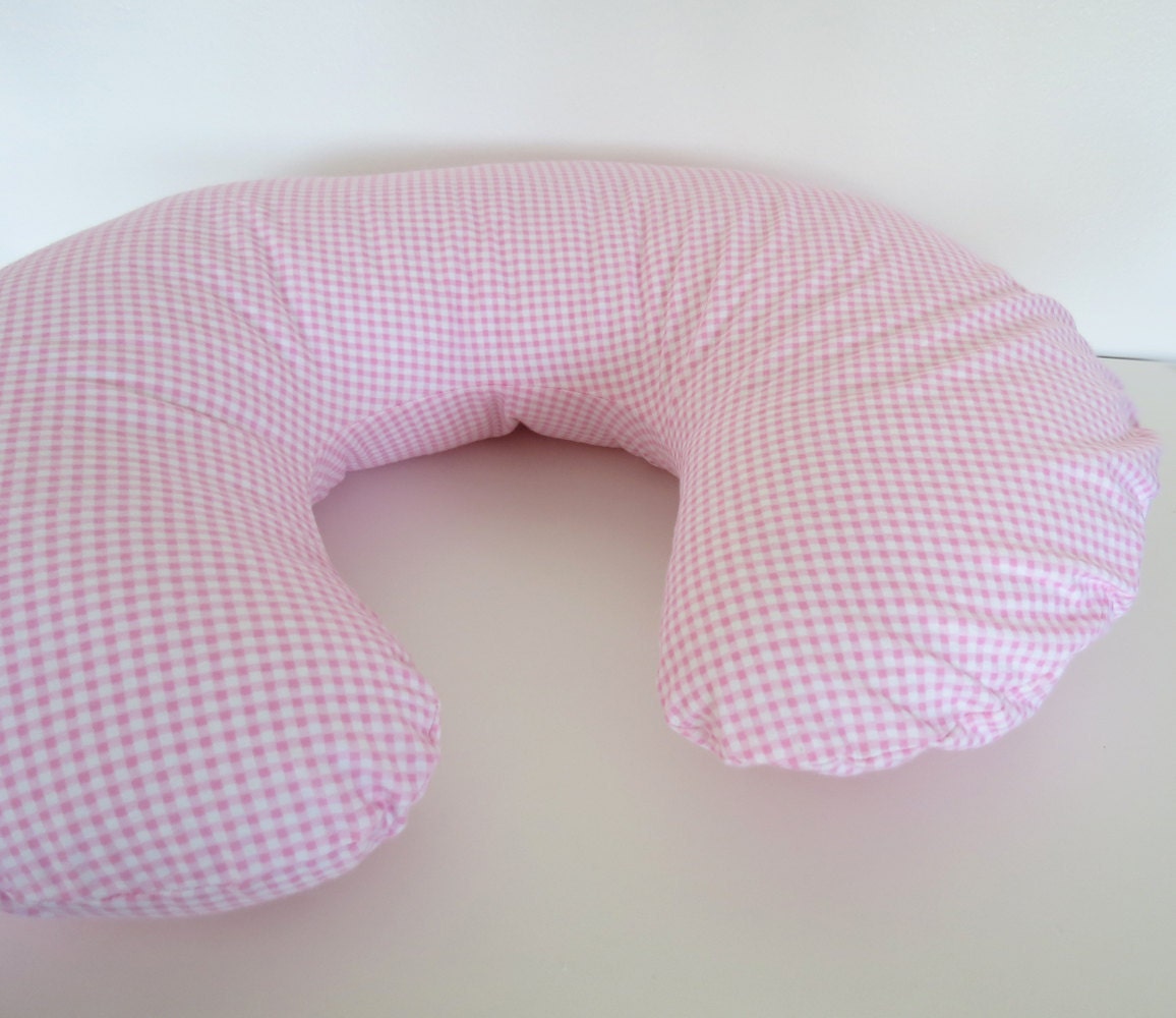 Pink Gingham baby Boppy cover or nursing pillow cover