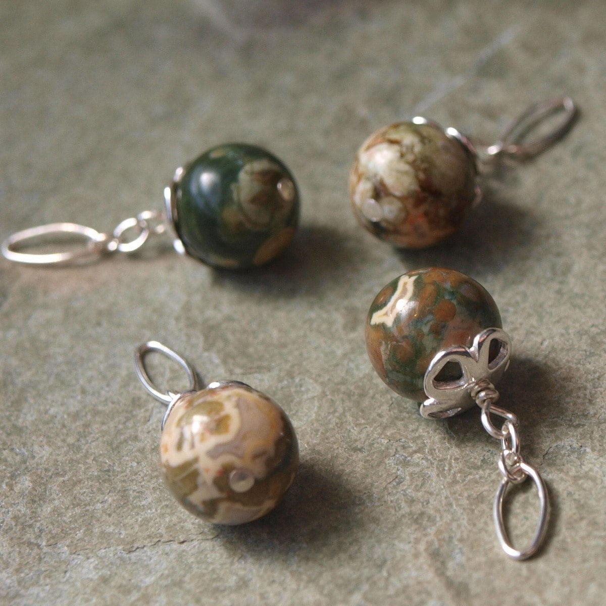 Rain Forest Jasper Charm Pendant by Clustered on Etsy