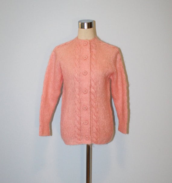 Vintage Pink Mohair Cardigan Sweater