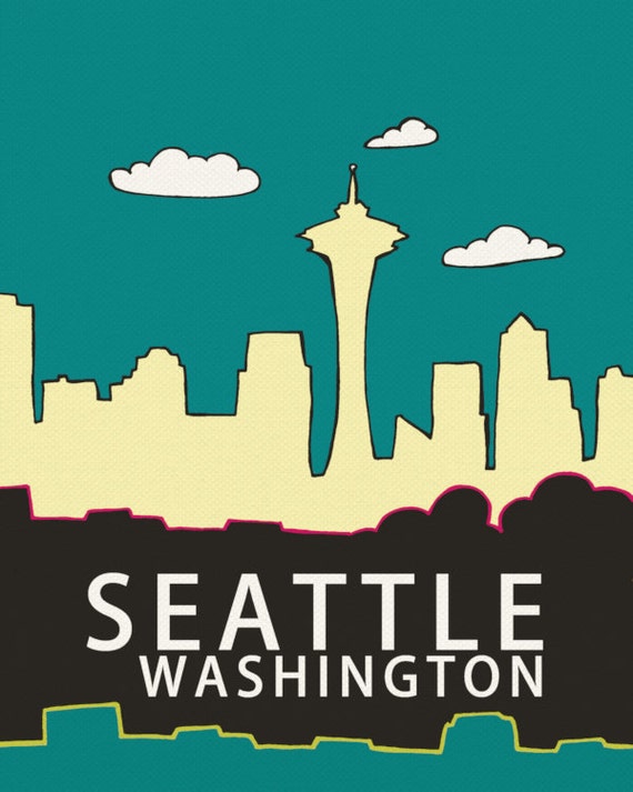 Urban Chic Loft Home Decor Wall Art Travel Poster// Seattle