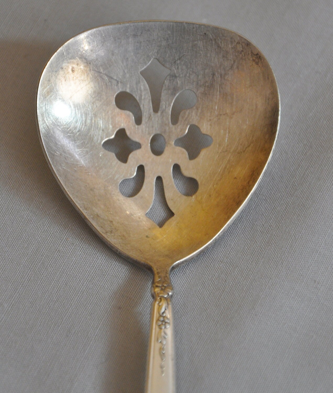 Vintage King Edward Silver Plate Small Slotted Spoon