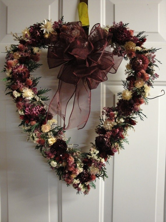 Dried Floral Heart Grapevine Wreath