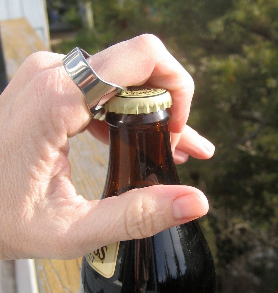 Beer Bottle Opener Ring Women Men Sizes and Cozy by Wave of