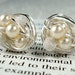 Cream/Star Dust - Mix It Up Series- Swarovski Glass Pearl and Stardust bead Wire Wrapped Stud Earrings