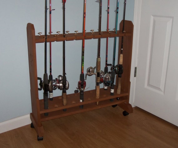 New engraved Ozark wood fishing rod rack holder by OzarkHolders