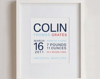 Custom Birth Announcement Print - Wall art