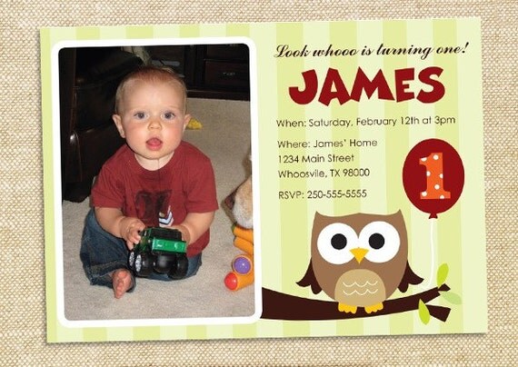 Items Similar To Owl Birthday Invitation Digital File On Etsy   Il 570xN.224303812 