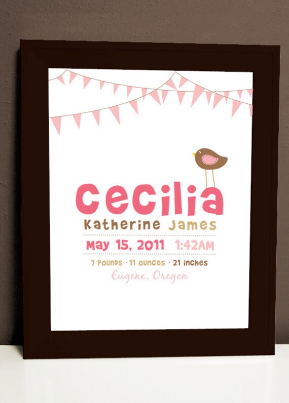 8 x 10 - Custom Birth Announcement Print - Tweet wall art Il_570xn