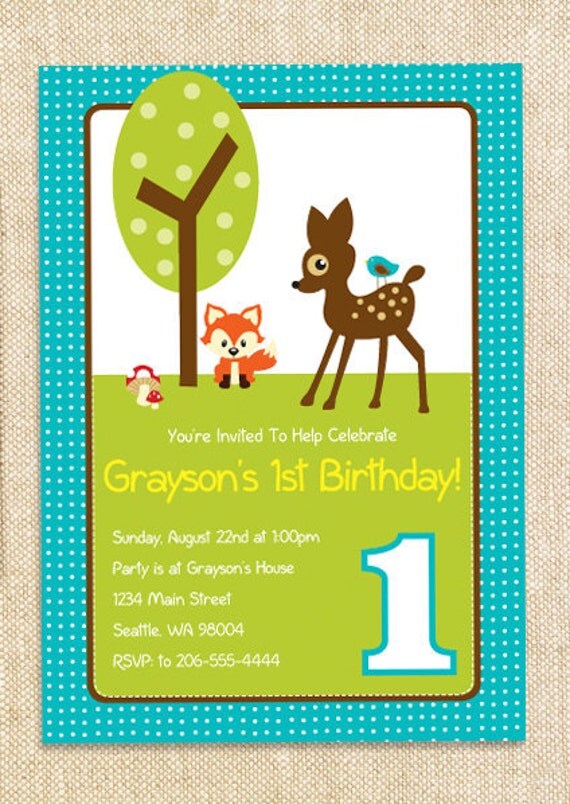 Woodland Birthday invitation - set of 12 Il_570xn