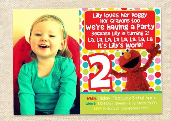 Elmo Birthday invitation - digital file Il_570xn