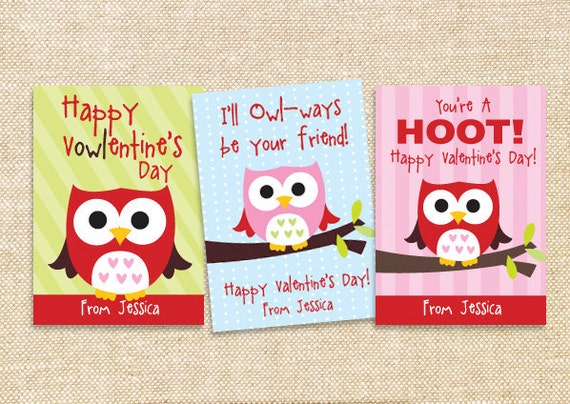 Valentine Printable Cards Owls by polkaprints on Etsy