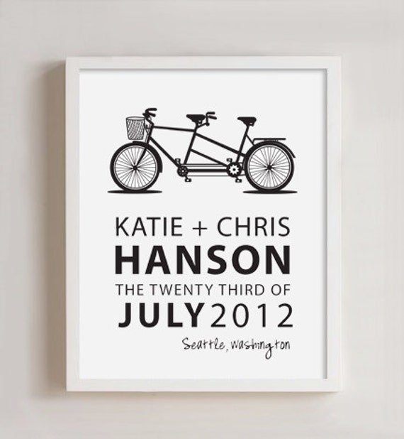 8 x 10 - Custom Wedding/Anniversary Print - bike Il_570xn